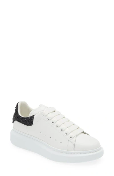 Alexander Mcqueen Oversized Crystal Embellished Trainer In White/ Black