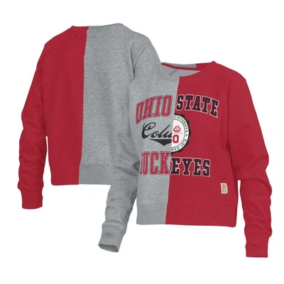 Pressbox Heather Gray Ohio State Buckeyes Half And Half Raglan Pullover Sweatshirt