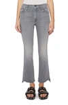 Mother The Insider High Waist Frayed Step Hem Crop Bootcut Jeans In Grey