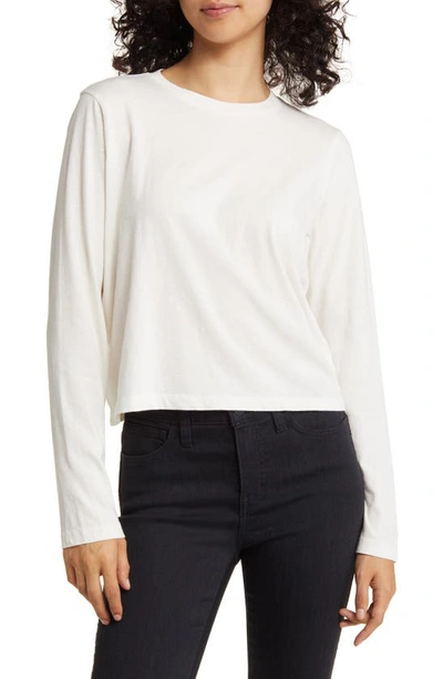 Madewell Bella Long Sleeve Softfade Cotton Crop T-shirt In White