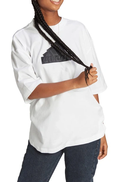 Adidas Originals Badge Of Sport Oversize Cotton Jersey T-shirt In White