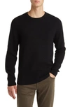 Nordstrom Popcorn Stitch Cotton Blend Crewneck Sweater In Black