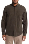 Nn07 Arne 5082 Solid Button-down Shirt In Army