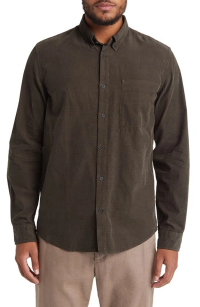 Nn07 Arne 5082 Solid Button-down Shirt In Army