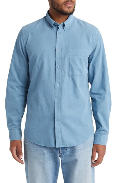 Nn07 Arne 5082 Solid Button-down Shirt In Blue