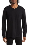 14th & Union Long Sleeve Slub Cotton T-shirt In Black