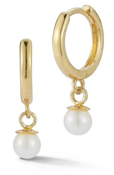 Ember Fine Jewelry 14k Gold Cultured Pearl Huggie Hoop Earrings