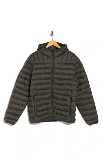 Hawke And Co Hooded Packable Quilted Jacket In Loden