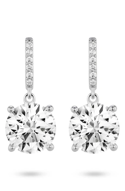 Lightbox Round Lab Grown Diamond Solitaire Drop Earrings In 4.0ctw White Gold