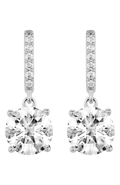 Lightbox Round Lab Grown Diamond Solitaire Drop Earrings In 2.0ctw White Gold