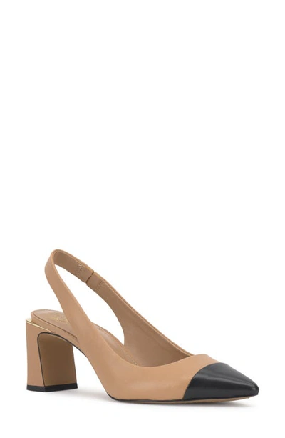 Vince Camuto Hamden Slingback Pointed Cap Toe Pump In Beige