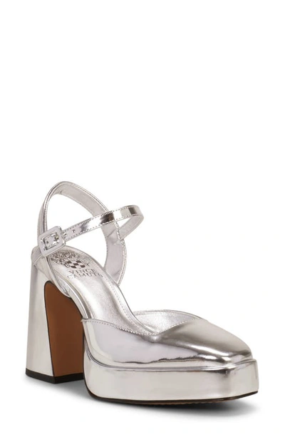 Vince Camuto Martich Ankle Strap Platform Pump In Silver