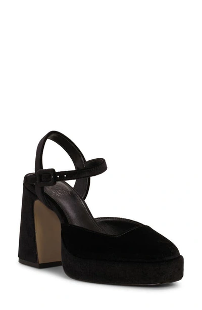 Vince Camuto Martich Ankle Strap Platform Pump In Black Velvet