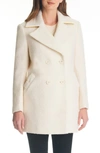 Kate Spade Contrast Trim Double Breasted Coat In Cream