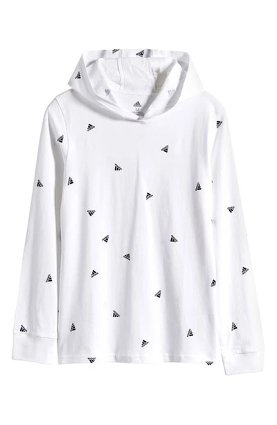 Adidas Originals Kids' Allover Toss Logo Print Hoodie T-shirt In White
