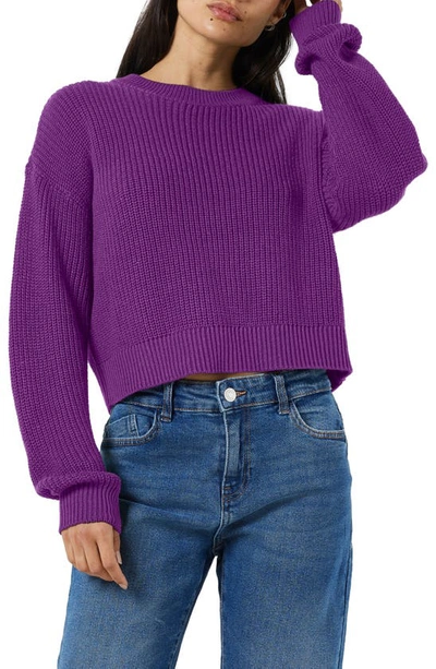 Noisy May Maysa Crewneck Sweater In Amaranth Purple