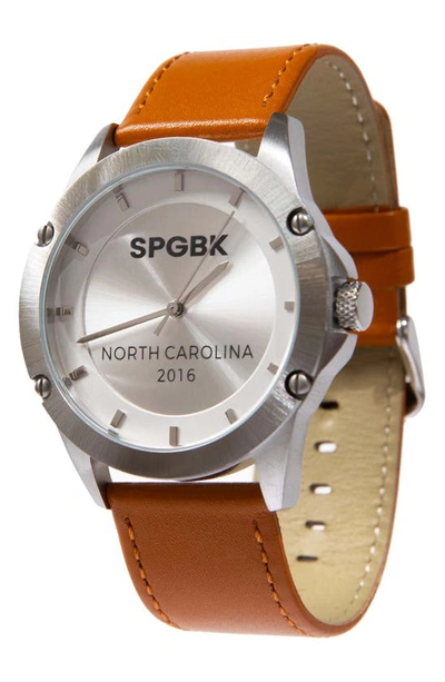 Spgbk Watches Ferguson Leather Strap Watch, 44mm In Silver
