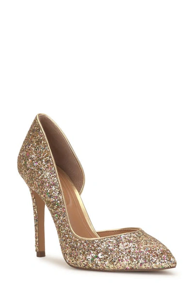 Jessica Simpson Prizma 8 Womens Glitter Stiletto D'orsay Heels In Party Gold