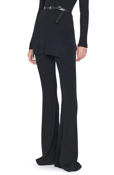 Frame Rib Cashmere Blend Flare Pants In Noir