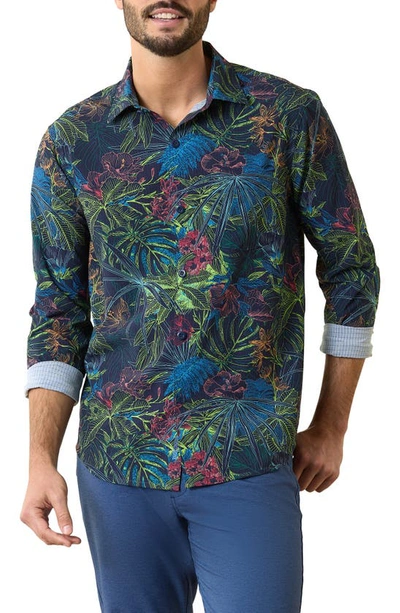 Tommy Bahama Bahama Coast Islandzone® Glow Palms Floral Stretch Button-up Shirt In Coastline