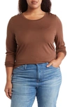 Nordstrom Long Sleeve Pima Cotton T-shirt In Brown Pinecone