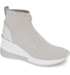 Michael Michael Kors Skyler Knit High-top Booties Sock Sneaker In Aluminum/ Silver Knit Fabric