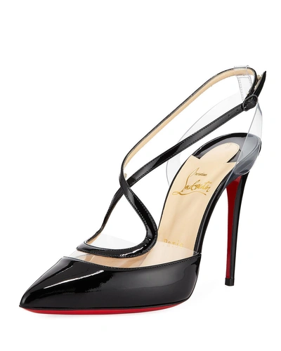 Christian Louboutin Cupidetta Leather And Pvc Red Sole Pump In Black Pattern