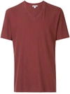 James Perse V-neck Cotton T-shirt In Red