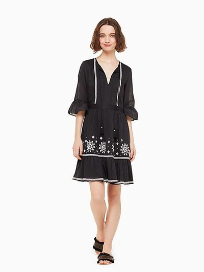 Kate Spade Mosaic Embroidered Dress In Black