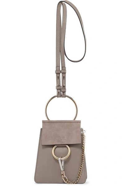 Chloé Faye Bracelet Leather And Suede Shoulder Bag In Gray