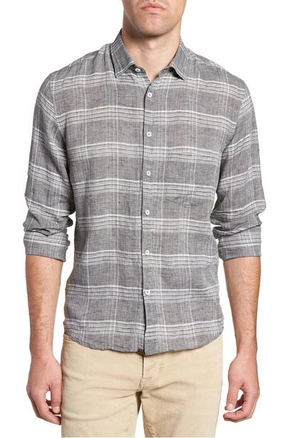 Billy Reid John Standard Fit Plaid Linen Sport Shirt In Grey/ White