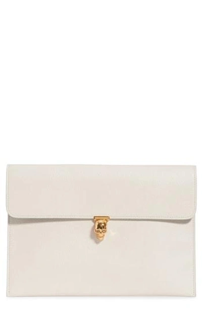 Alexander Mcqueen Calfskin Leather Envelope Clutch - Ivory In Off White