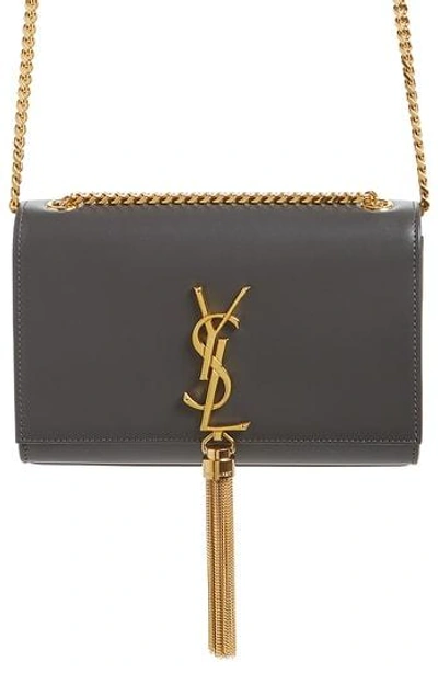 Saint Laurent Kate Tassel Calfskin Leather Shoulder Bag - Black In Storm