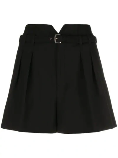 Red Valentino Pleated Wide Leg Shorts In Nero