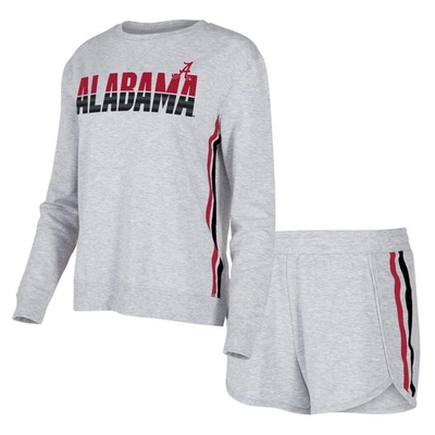 Concepts Sport Gray Alabama Crimson Tide Cedar Tri-blend Long Sleeve T-shirt & Shorts Sleep Set