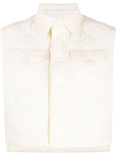 Polo Ralph Lauren Diamond-quilted Cropped Gilet In Neutrals