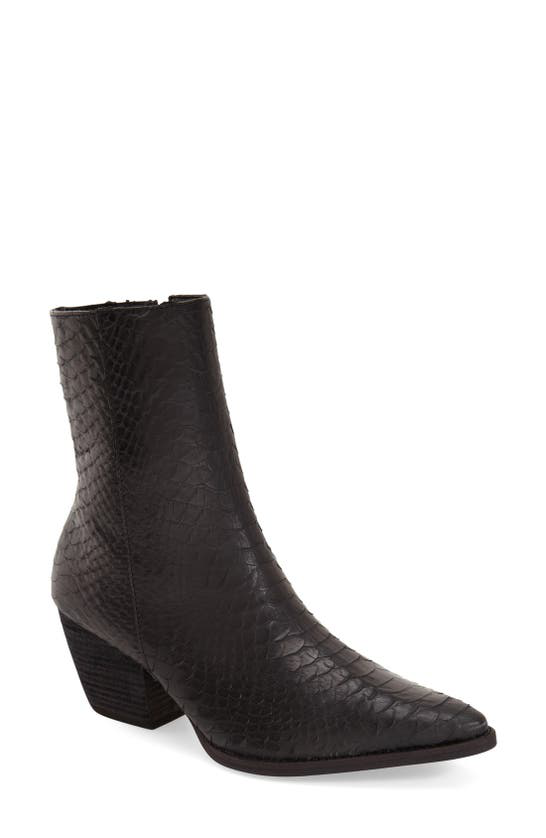 Matisse Caty Western Pointed Toe Bootie In Black Croc Embossed Leather ...