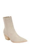 Matisse Caty Western Pointed Toe Bootie In Ivory Croc Embossed Leather
