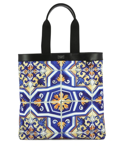 Dolce & Gabbana "maiolica" Shoulder Bag In Blue