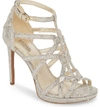 Michael Michael Kors Women's Sandra Strappy Leather Platform High-heel Sandals In Champagne Glitter Fabric