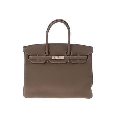 Hermes Hermès Birkin 35 Grey Leather Handbag ()