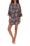 Flora Nikrooz Andrea Floral Lace Trim Robe In Grey
