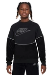 Nike Kids' Sportswear Fleece Logo Sweatshirt In Black/ White/ White
