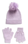 Capelli New York Kids' Hat & Gloves Set In Lilac