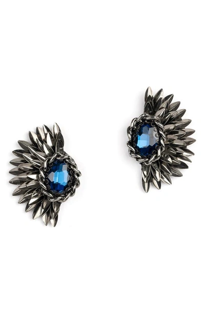 Deepa Gurnani Ryder Crystal Stud Earrings In Sapphire