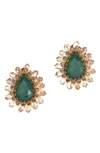 Deepa Gurnani Leesha Crystal Stud Earrings In Green