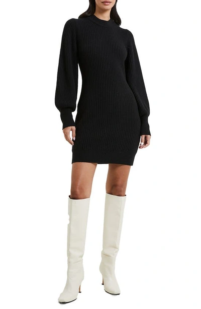 French Connection Vhari Babysoft Rib Sweater Minidress In Black