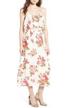 Wayf Floral Print Halter Midi Dress In Ivory Floral