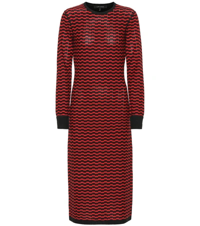 Marc Jacobs Zigzag Stripe Merino Wool Dress In Red