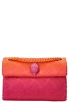 Kurt Geiger Mini Kensington Embellished Fabric Convertible Crossbody Bag In Open Pink